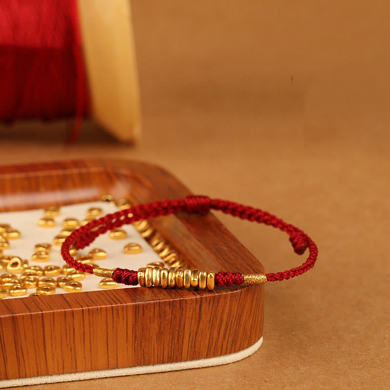 Nimara Ritual 999 Gold Small Pieces String Protection Luck Ultra-Thin Braided Bracelet