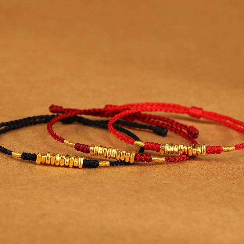 Nimara Ritual 999 Gold Small Pieces String Protection Luck Ultra-Thin Braided Bracelet