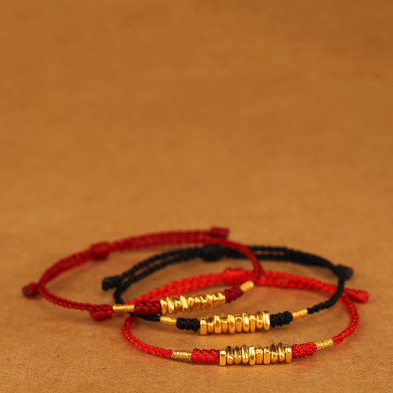 Nimara Ritual 999 Gold Small Pieces String Protection Luck Ultra-Thin Braided Bracelet
