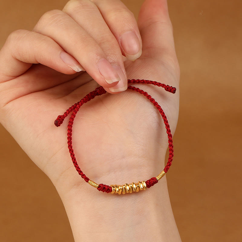 Nimara Ritual 999 Gold Small Pieces String Protection Luck Ultra-Thin Braided Bracelet
