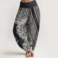 Nimara Ritual Cotton Mandala Pattern Parallel Flowers Women's Elastic Waist Harem Pants