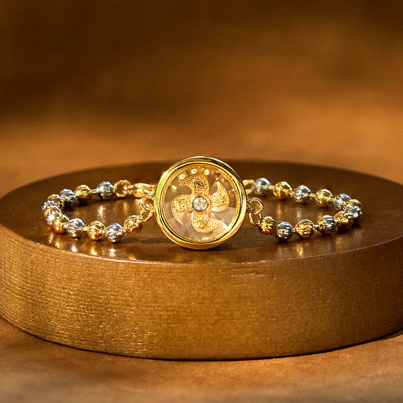 Nimara Ritual Feng Sheng Shui Qi Copper Brass Rotatable Windmill Bead Protection Braided Bracelet