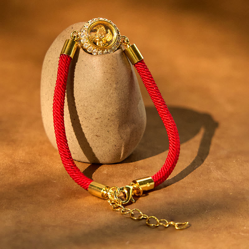 Nimara Ritual Red String Copper Brass Rotatable Windmill Feng Sheng Shui Qi Protection Braided Bracelet