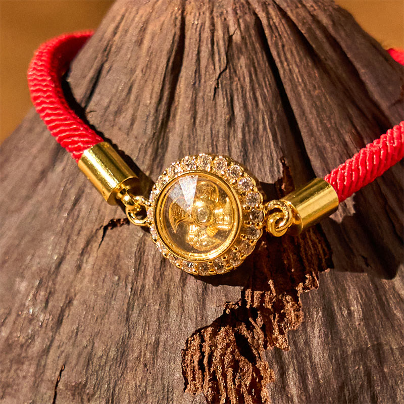 Nimara Ritual Red String Copper Brass Rotatable Windmill Feng Sheng Shui Qi Protection Braided Bracelet
