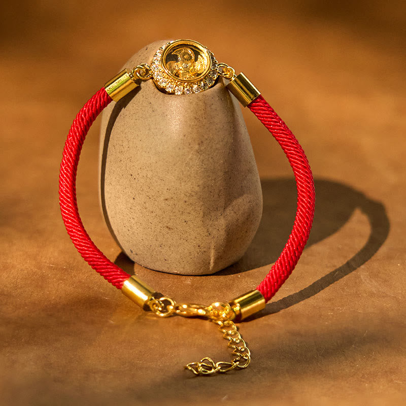 Nimara Ritual Red String Copper Brass Rotatable Windmill Feng Sheng Shui Qi Protection Braided Bracelet