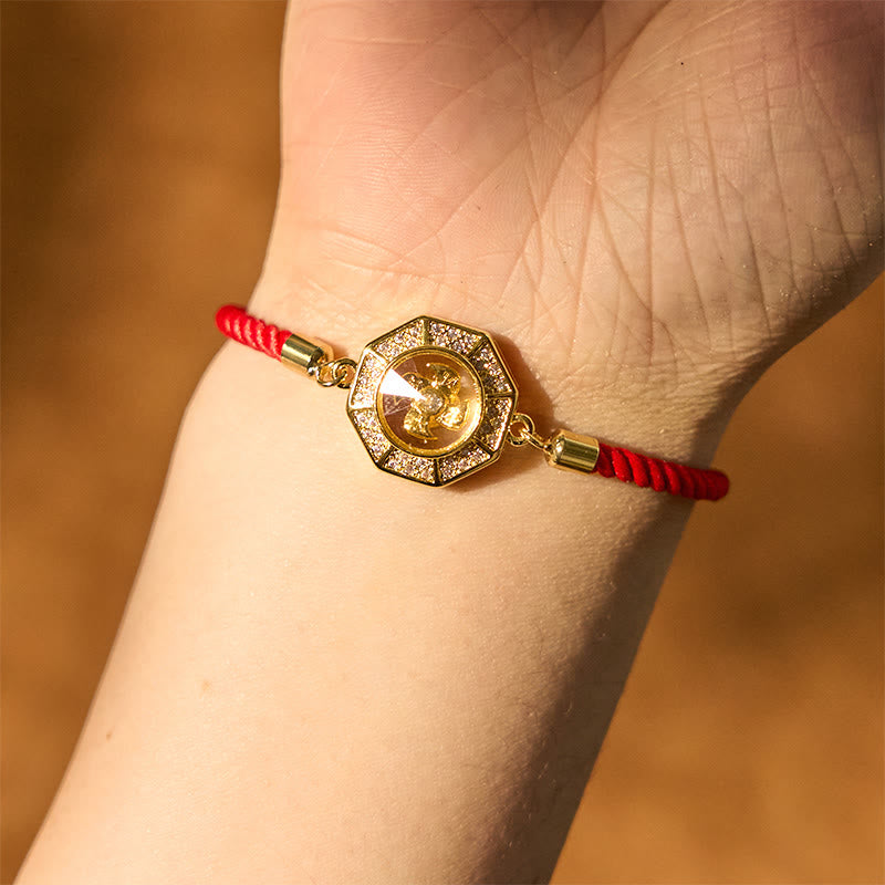 Nimara Ritual Copper Brass Rotatable Windmill Feng Sheng Shui Qi Red String Faith Braided Bracelet