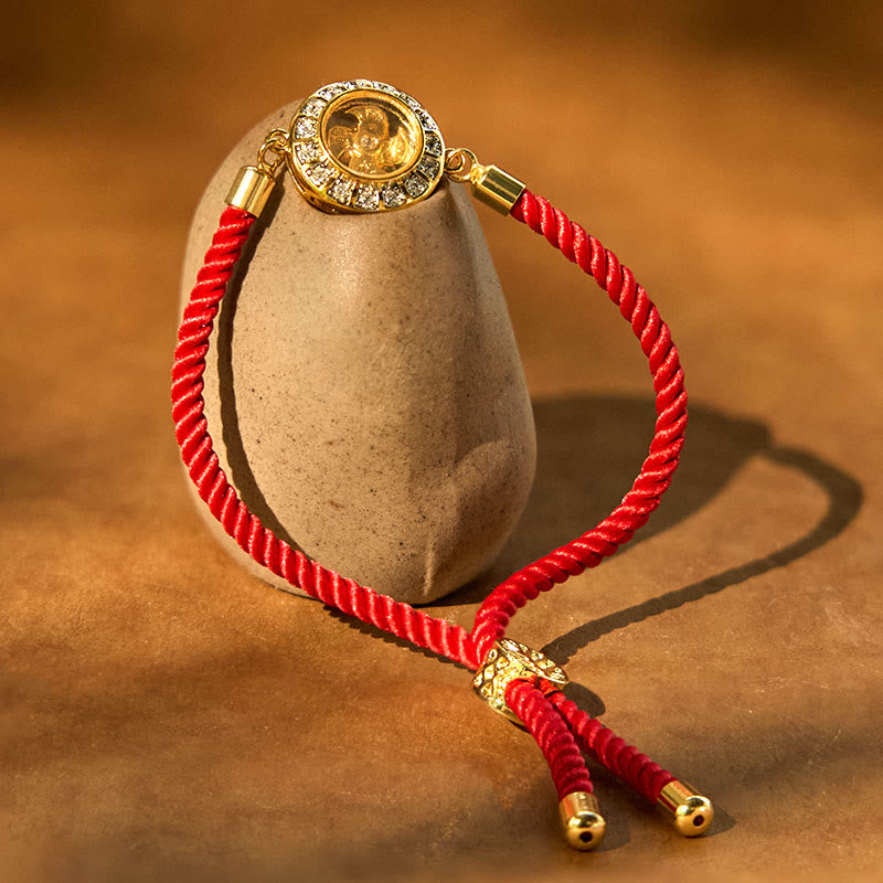 Nimara Ritual Copper Brass Feng Sheng Shui Qi Rotatable Windmill Red String Faith Braided Bracelet