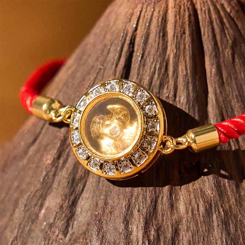 Nimara Ritual Copper Brass Feng Sheng Shui Qi Rotatable Windmill Red String Faith Braided Bracelet