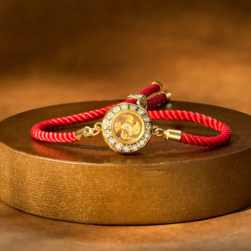 Nimara Ritual Copper Brass Feng Sheng Shui Qi Rotatable Windmill Red String Faith Braided Bracelet