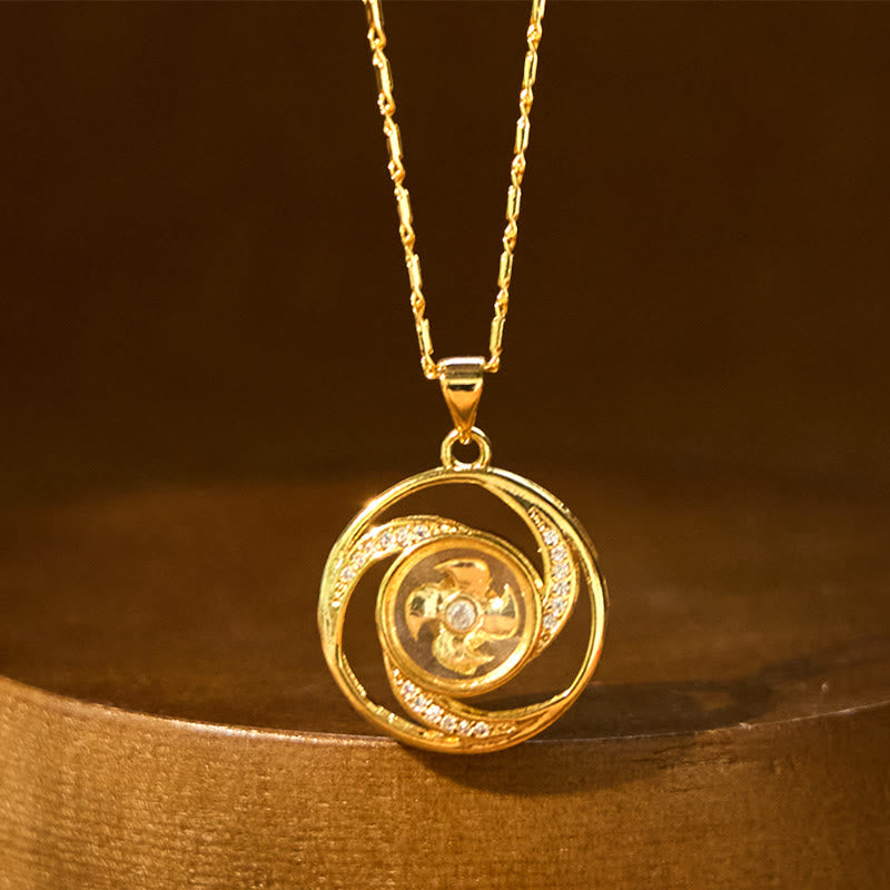 Nimara Ritual Gold plated Copper Brass Rotatable Windmill Luck Necklace Pendant