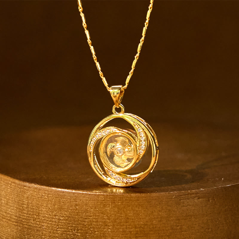 Nimara Ritual Gold plated Copper Brass Rotatable Windmill Luck Necklace Pendant