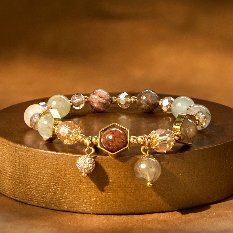 Nimara Ritual Natural Colored Rutilated Quartz Amethyst Protection Bracelet