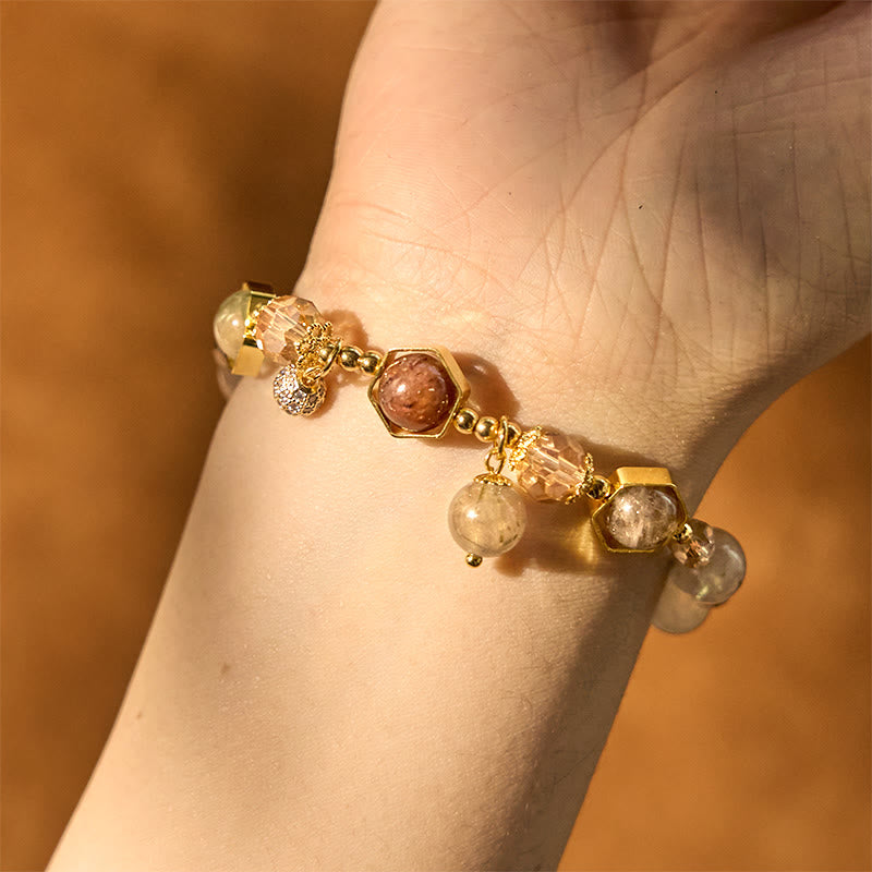 Nimara Ritual Natural Colored Rutilated Quartz Amethyst Protection Bracelet