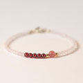 Loving Energy and Passionate 2mm Rose Quartz Garnet Strawberry Quartz Ultra-Thin Beads Bracelet