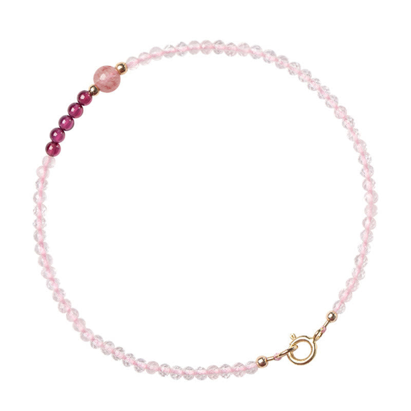 Loving Energy and Passionate 2mm Rose Quartz Garnet Strawberry Quartz Ultra-Thin Beads Bracelet
