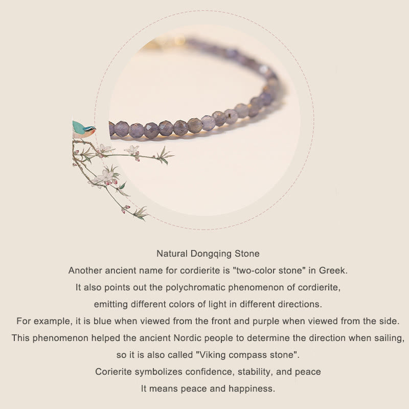 Nimara Ritual 3mm Amethyst Iolite Ultra-thin Beads 14k Gold Plated Copper Communication Bracelet