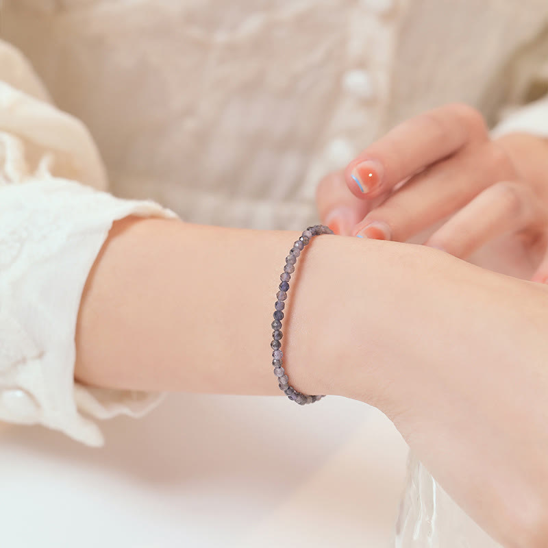 Nimara Ritual 3mm Amethyst Iolite Ultra-thin Beads 14k Gold Plated Copper Communication Bracelet