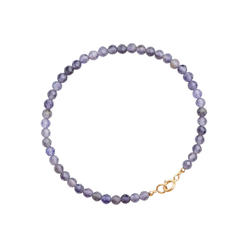 Nimara Ritual 3mm Amethyst Iolite Ultra-thin Beads 14k Gold Plated Copper Communication Bracelet