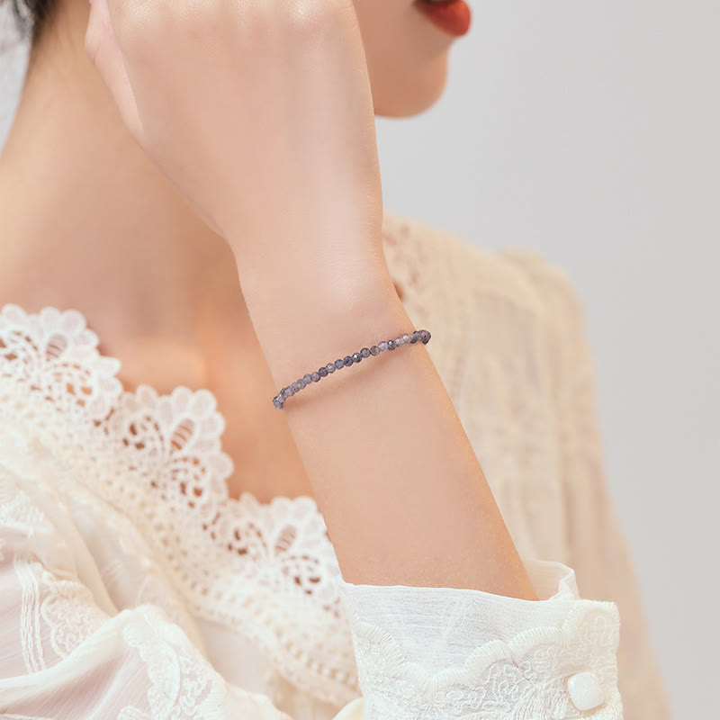 Nimara Ritual 3mm Amethyst Iolite Ultra-thin Beads 14k Gold Plated Copper Communication Bracelet