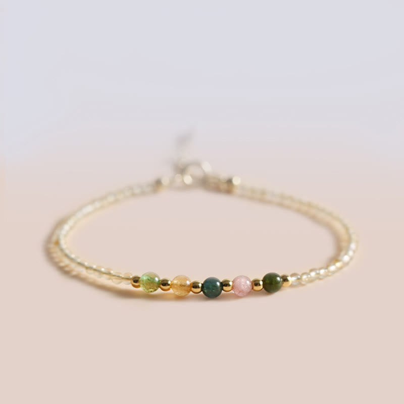Nimara Ritual 2.5mm Ultra-thin Citrine Tourmaline 14K Gold Filled Copper Beads Prosperity Bracelet