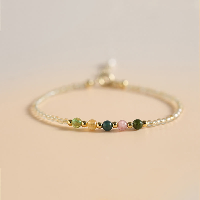 Nimara Ritual 2.5mm Ultra-thin Citrine Tourmaline 14K Gold Filled Copper Beads Prosperity Bracelet