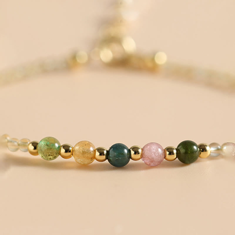 Nimara Ritual 2.5mm Ultra-thin Citrine Tourmaline 14K Gold Filled Copper Beads Prosperity Bracelet