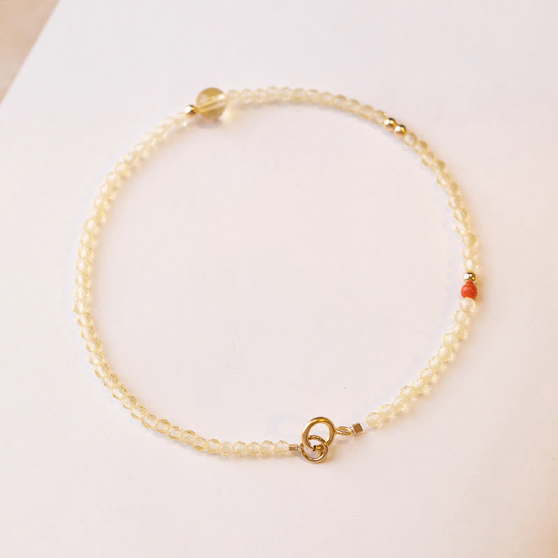 Nimara Ritual 2mm Ultra-thin Citrine 14K Gold Plated Copper Beads Protection Bracelet