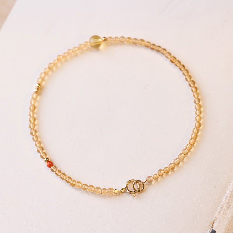 Nimara Ritual 2mm Ultra-thin Citrine 14K Gold Plated Copper Beads Protection Bracelet