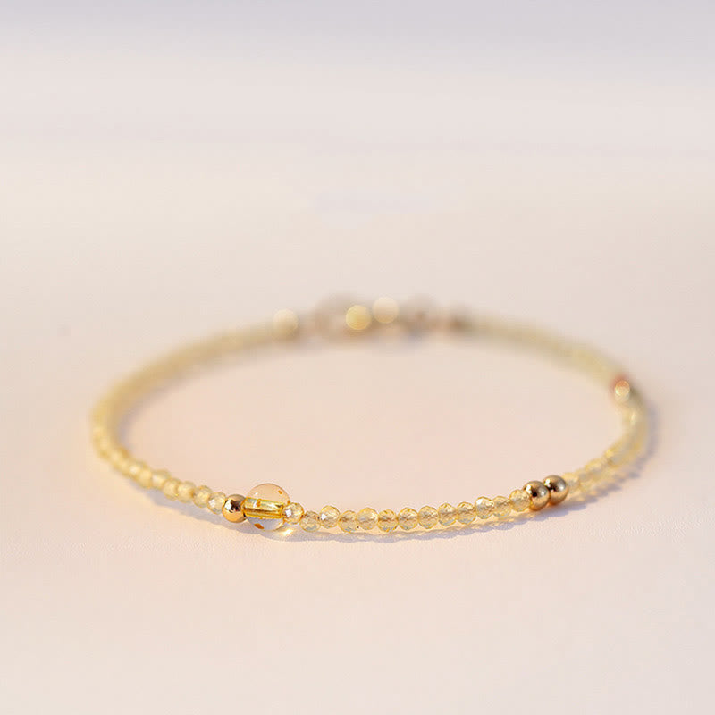 Nimara Ritual 2mm Ultra-thin Citrine 14K Gold Plated Copper Beads Protection Bracelet