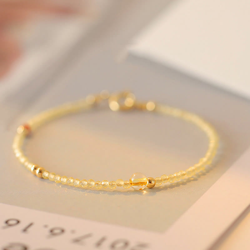 Nimara Ritual 2mm Ultra-thin Citrine 14K Gold Plated Copper Beads Protection Bracelet