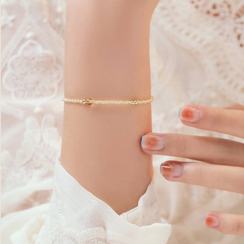 Nimara Ritual 2mm Ultra-thin Citrine 14K Gold Plated Copper Beads Protection Bracelet