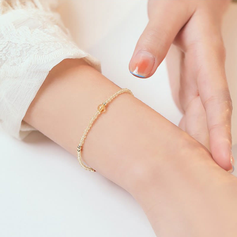 Nimara Ritual 2mm Ultra-thin Citrine 14K Gold Plated Copper Beads Protection Bracelet