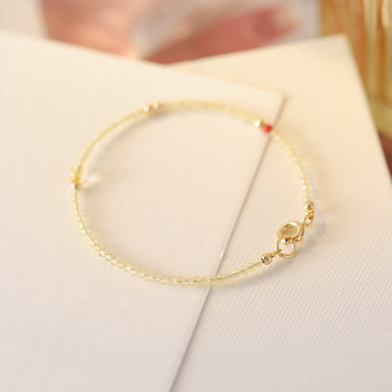 Nimara Ritual 2mm Ultra-thin Citrine 14K Gold Plated Copper Beads Protection Bracelet