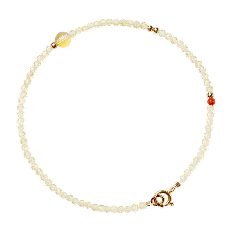 Nimara Ritual 2mm Ultra-thin Citrine 14K Gold Plated Copper Beads Protection Bracelet