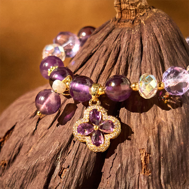 Nimara Ritual "All the best for Calm and Wisdom" Amethyst Flower Bracelet Includes Gift Message Card