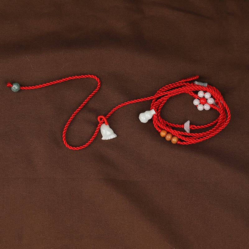 Nimara Ritual Chinese Zodiac Peach Wood Blessing Red String Belly Chain