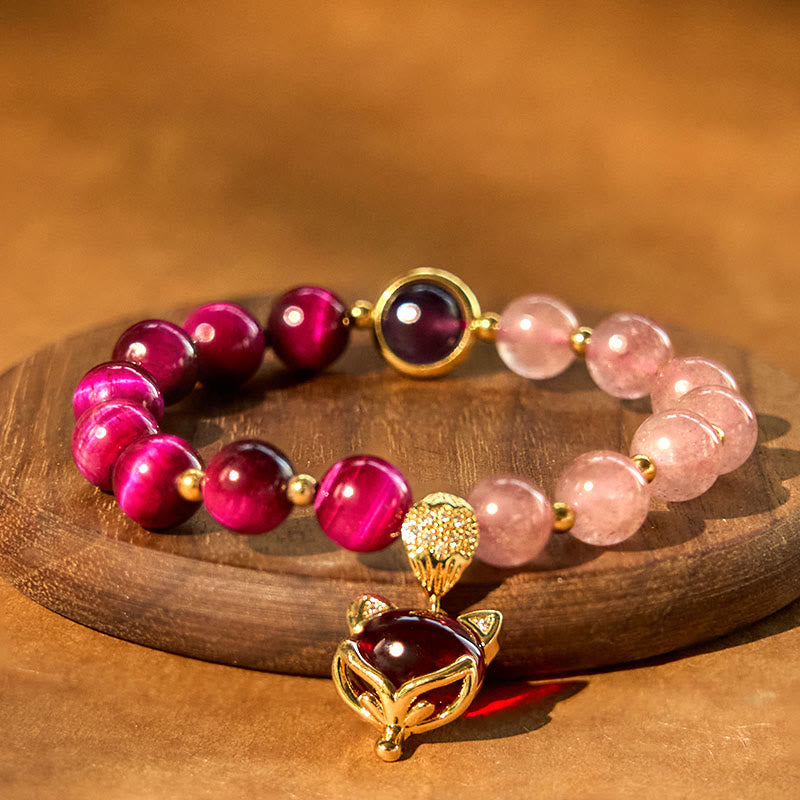 Nimara Ritual Natural Strawberry Quartz Pixiu Love Bracelet