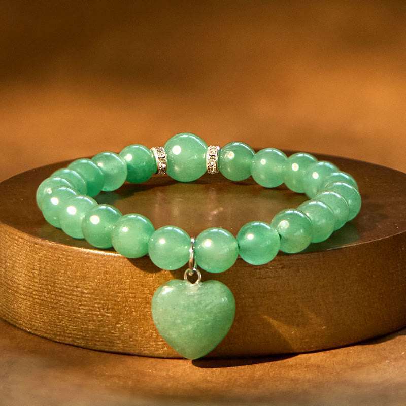Nimara Ritual Various Crystal Green Aventurine Love Heart Balance Bracelet