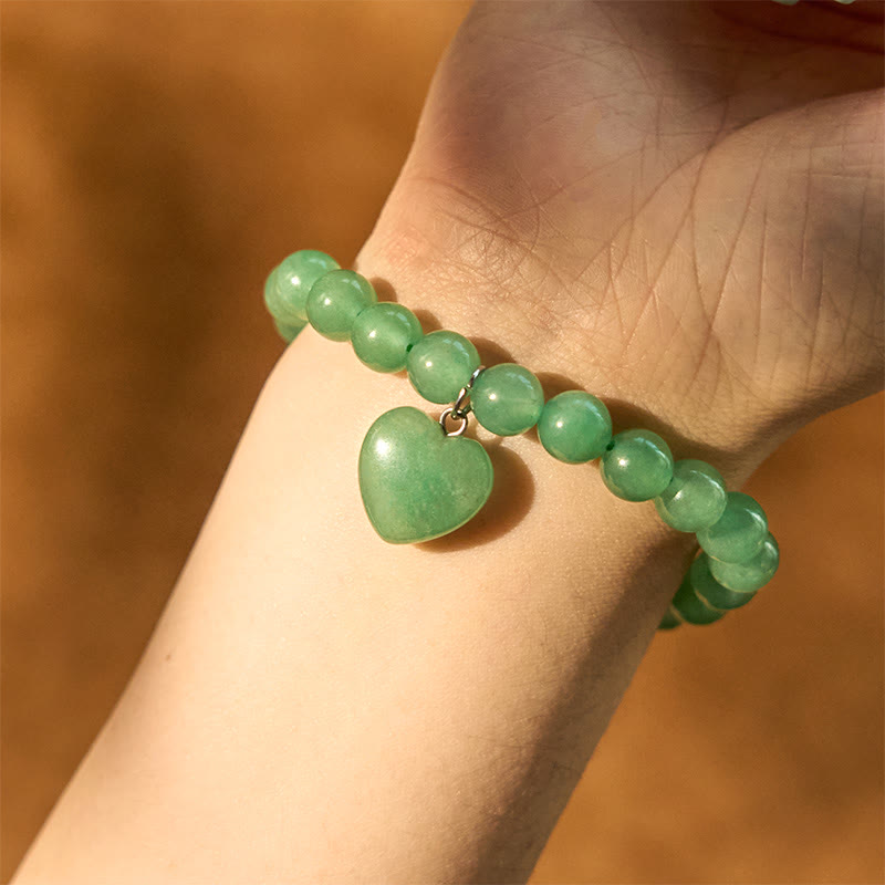 Nimara Ritual Various Crystal Green Aventurine Love Heart Balance Bracelet