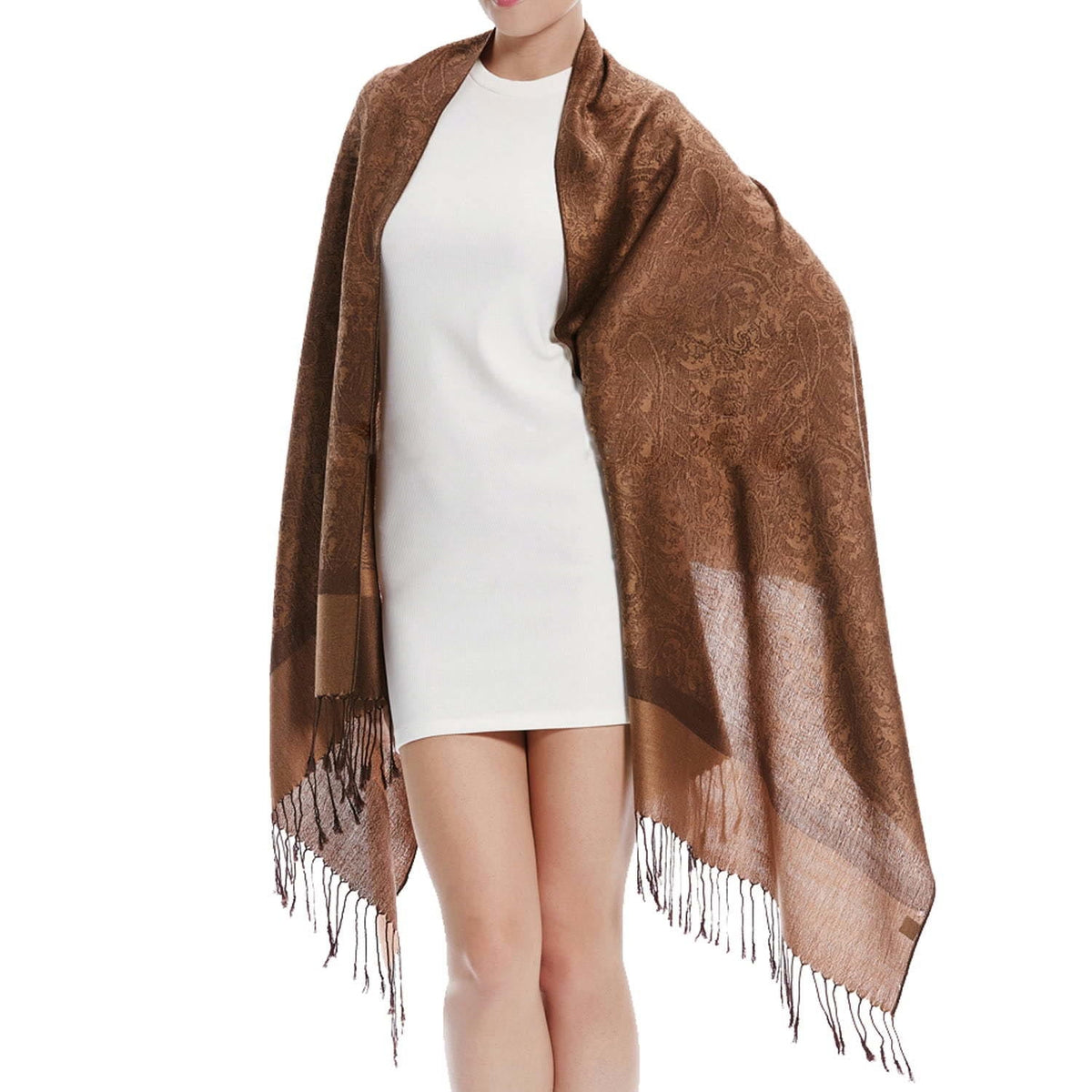 Nimara Ritual Tibetan Cashew Jacquard Tassels Shawl Spring Fall Winter Warm Cozy Scarf Wrap