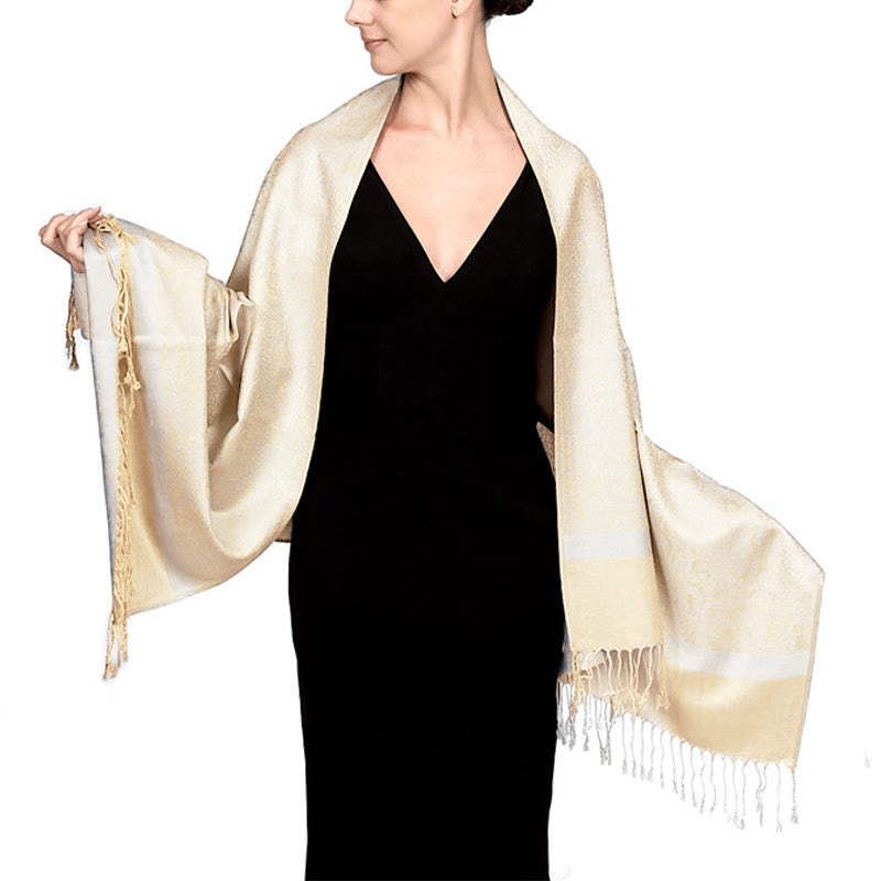 Nimara Ritual Tibetan Cashew Jacquard Tassels Shawl Spring Fall Winter Warm Cozy Scarf Wrap