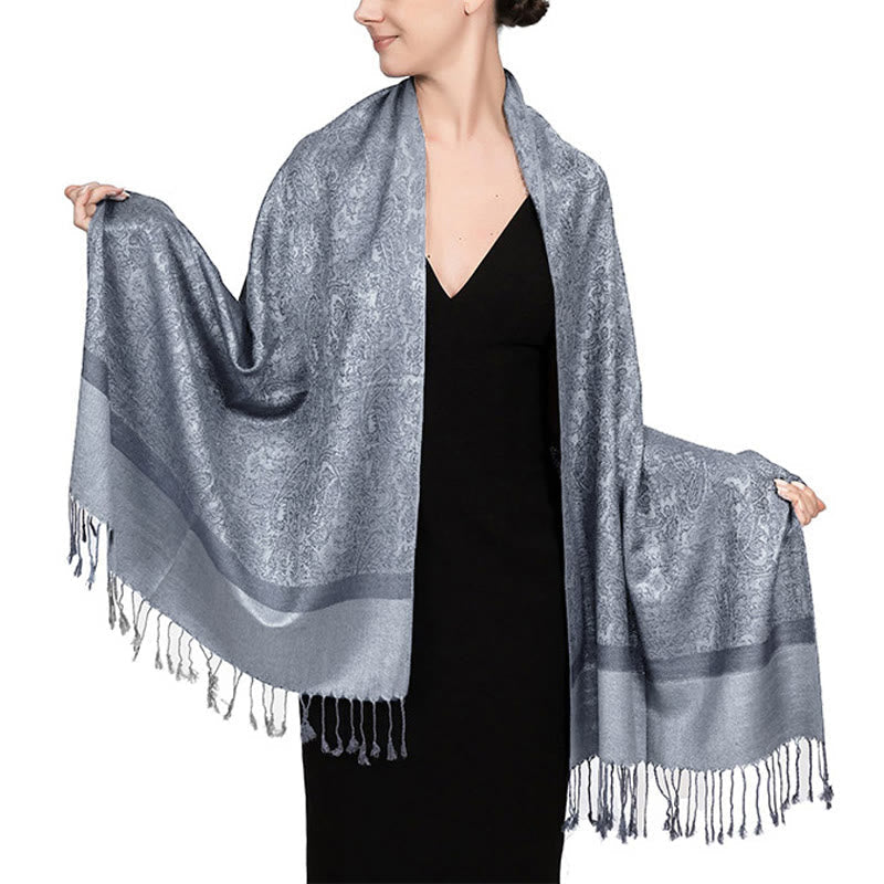 Nimara Ritual Tibetan Cashew Jacquard Tassels Shawl Spring Fall Winter Warm Cozy Scarf Wrap