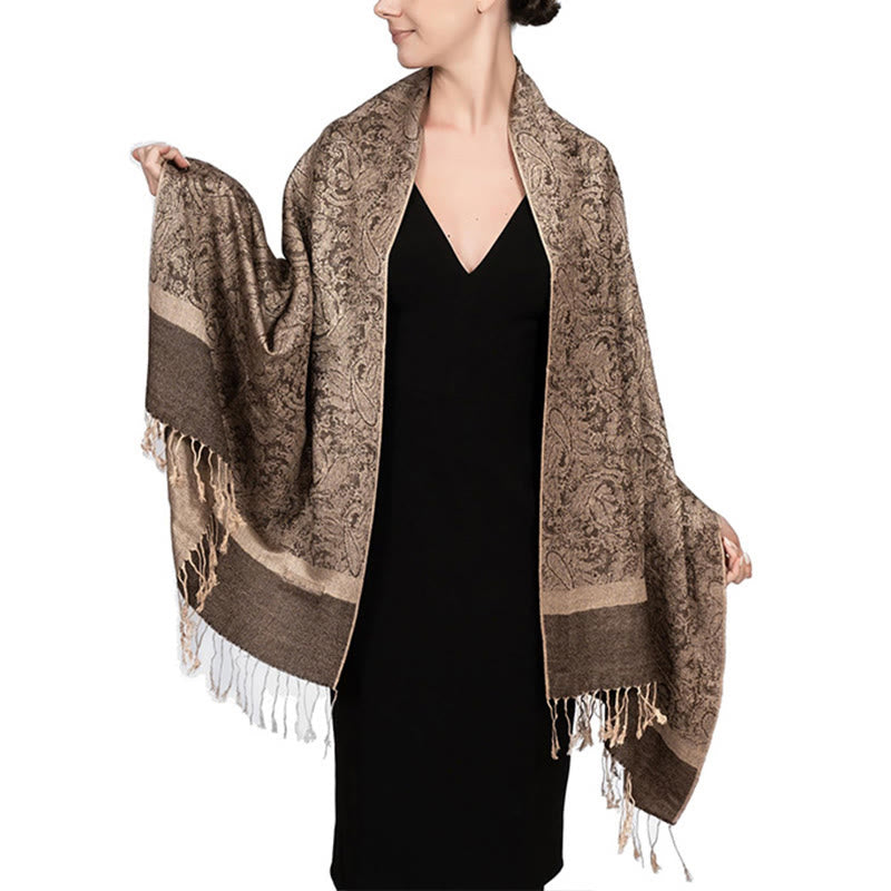 Nimara Ritual Tibetan Cashew Jacquard Tassels Shawl Spring Fall Winter Warm Cozy Scarf Wrap