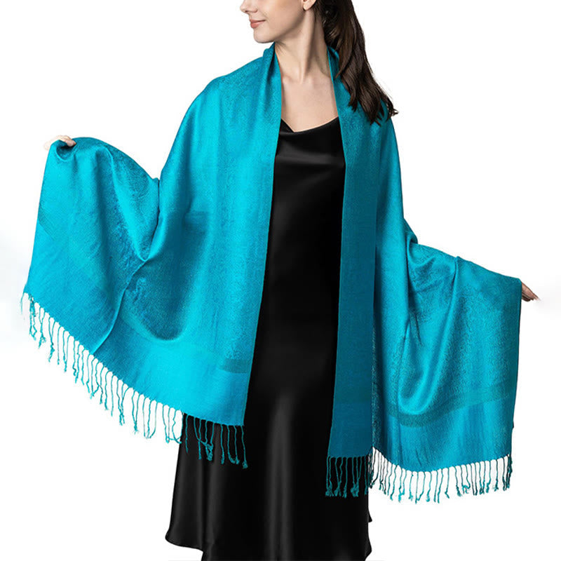 Nimara Ritual Tibetan Cashew Jacquard Tassels Shawl Spring Fall Winter Warm Cozy Scarf Wrap