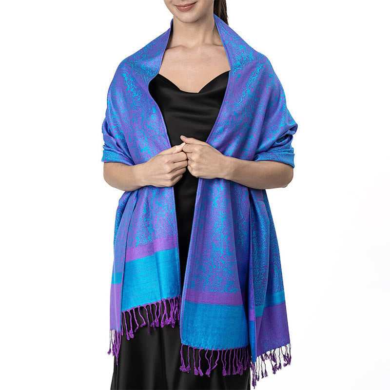 Nimara Ritual Tibetan Cashew Jacquard Tassels Shawl Spring Fall Winter Warm Cozy Scarf Wrap