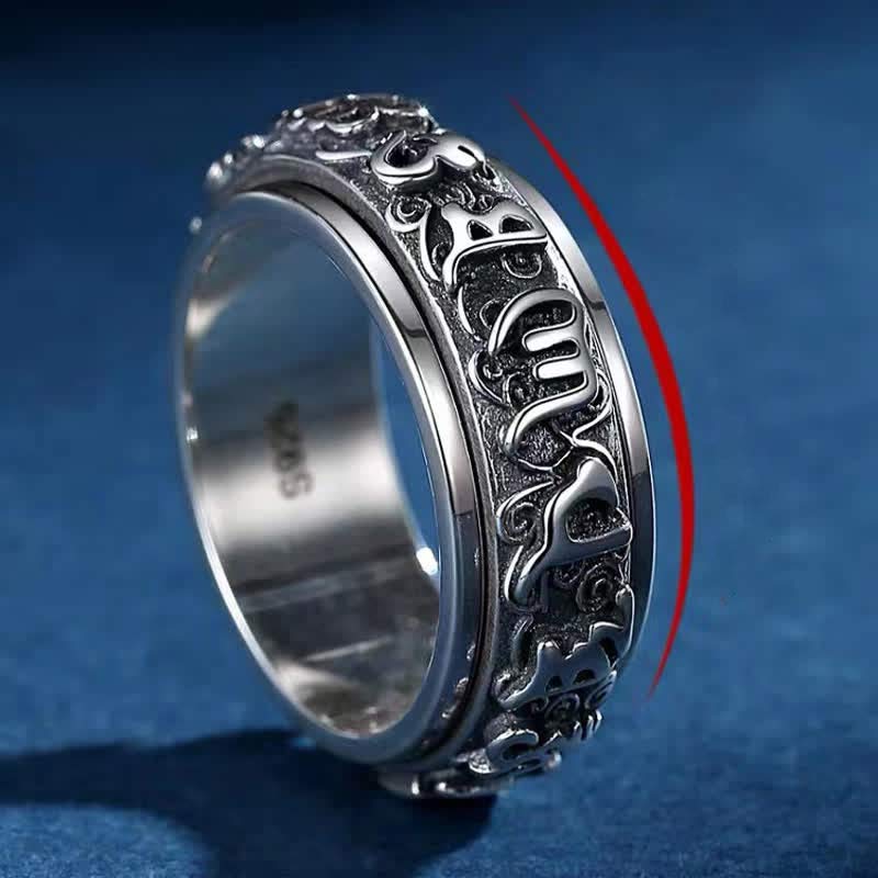 Nimara Ritual Six True Words Swastika Copper Healing Rotatable Ring