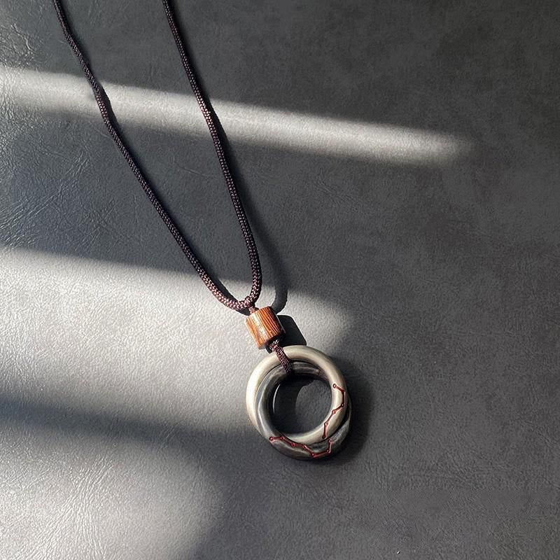 Nimara Ritual Copper Qiankun Hoop Big Dipper Luck Necklace Pendant
