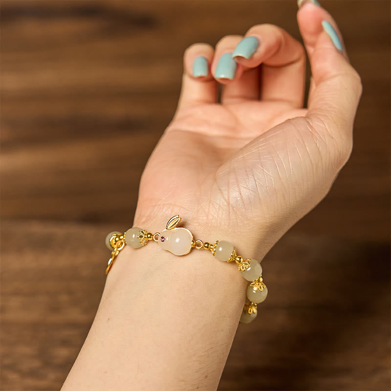 Nimara Ritual Natural Hetian Jade Fu Character Fu Brand Rabbit Abundance Bracelet