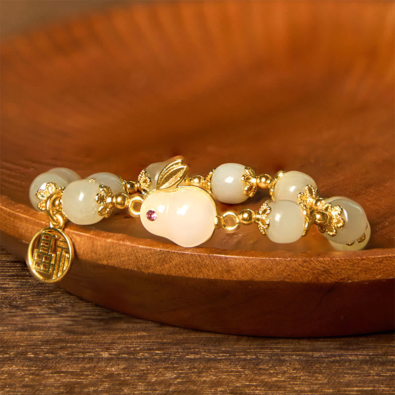 Nimara Ritual Natural Hetian Jade Fu Character Fu Brand Rabbit Abundance Bracelet