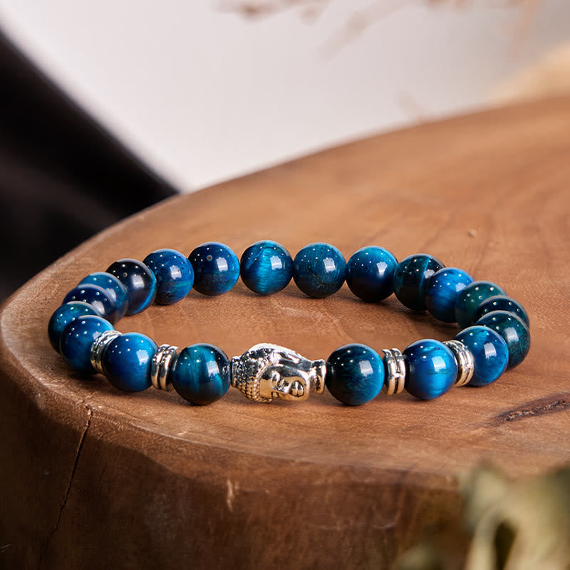 Nimara Ritual Blue Green Red Tiger Eye Buddha Head Balance Bracelet